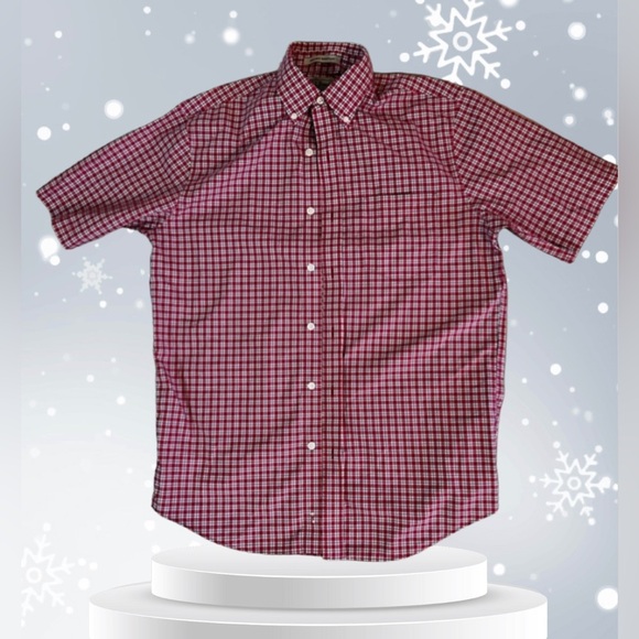 L.L. Bean Mens Wrinkle Resist Free 100% Cotton Button Up Shirt S Tall, red plaid - Picture 1 of 16